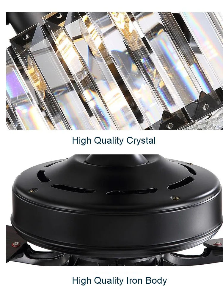 Veldwind Crystal Ceiling Fan With Light Remote Control