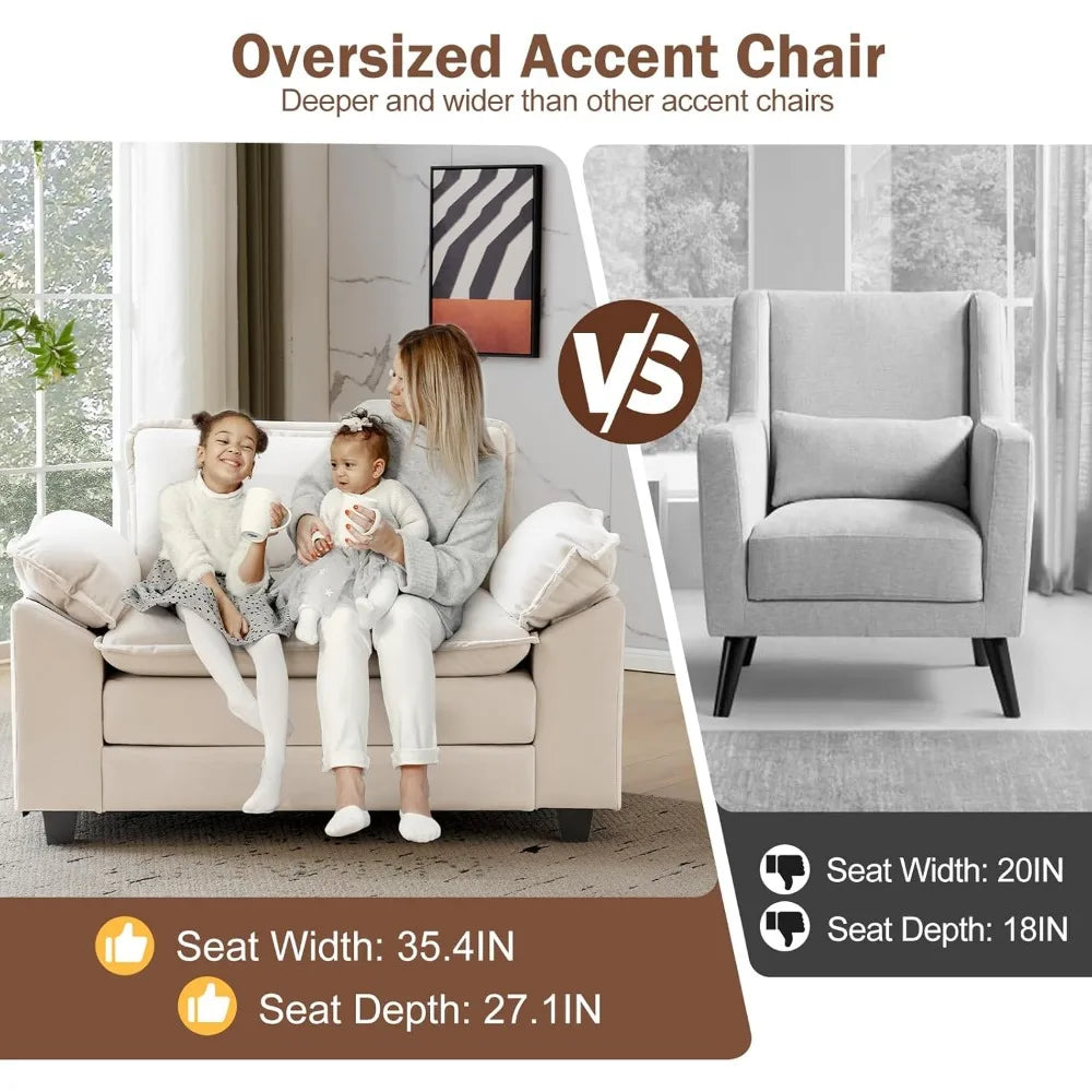 YANYING Oversized Velvet Accent Chair With Upholstered Armrests