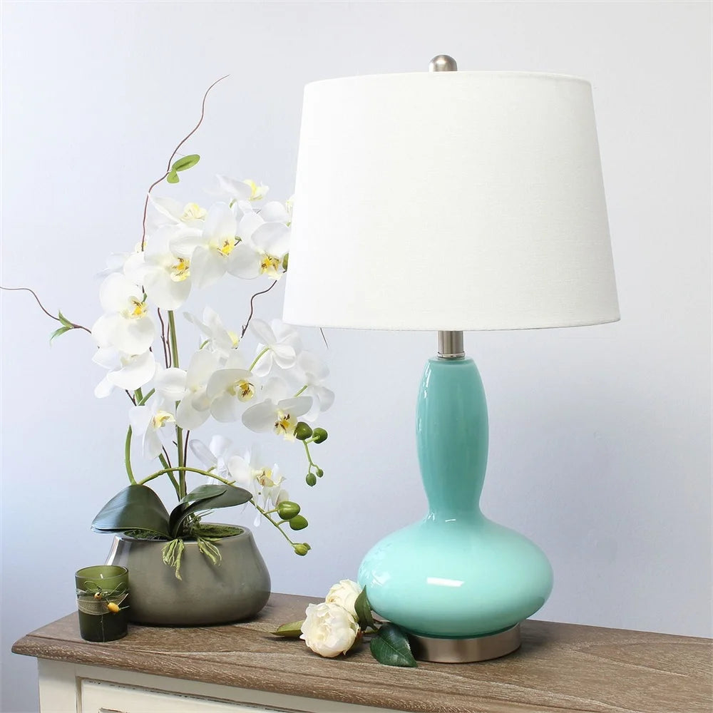 XMSJ Contemporary Glass Table Lamp With Fabric Shade