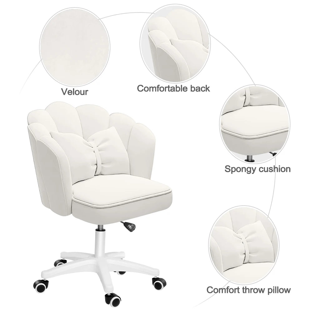 WXJHL Velvet Butterfly Desk Chair With Bow Cushion Office