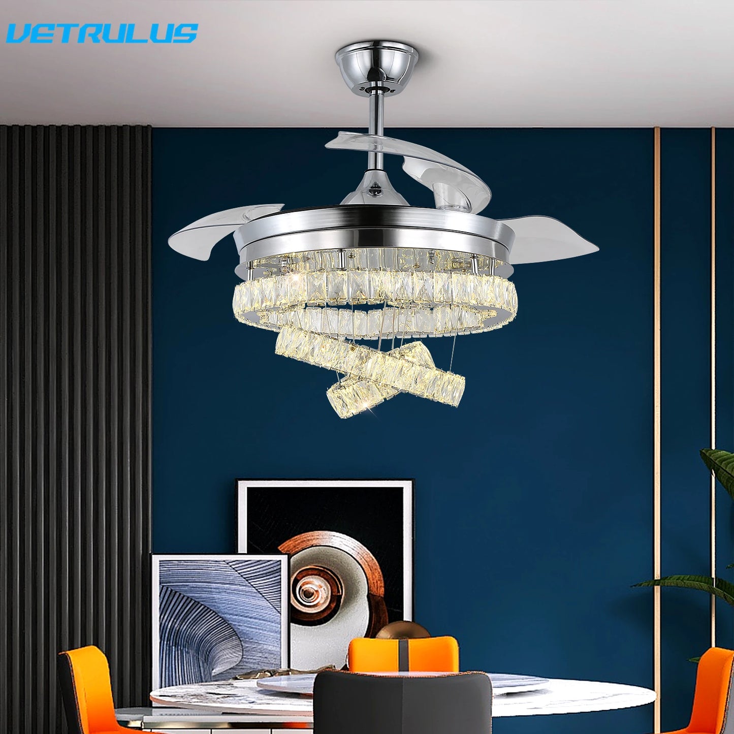 VETRULUS Remote Ceiling Fan With LED Light BLDC Chandelier