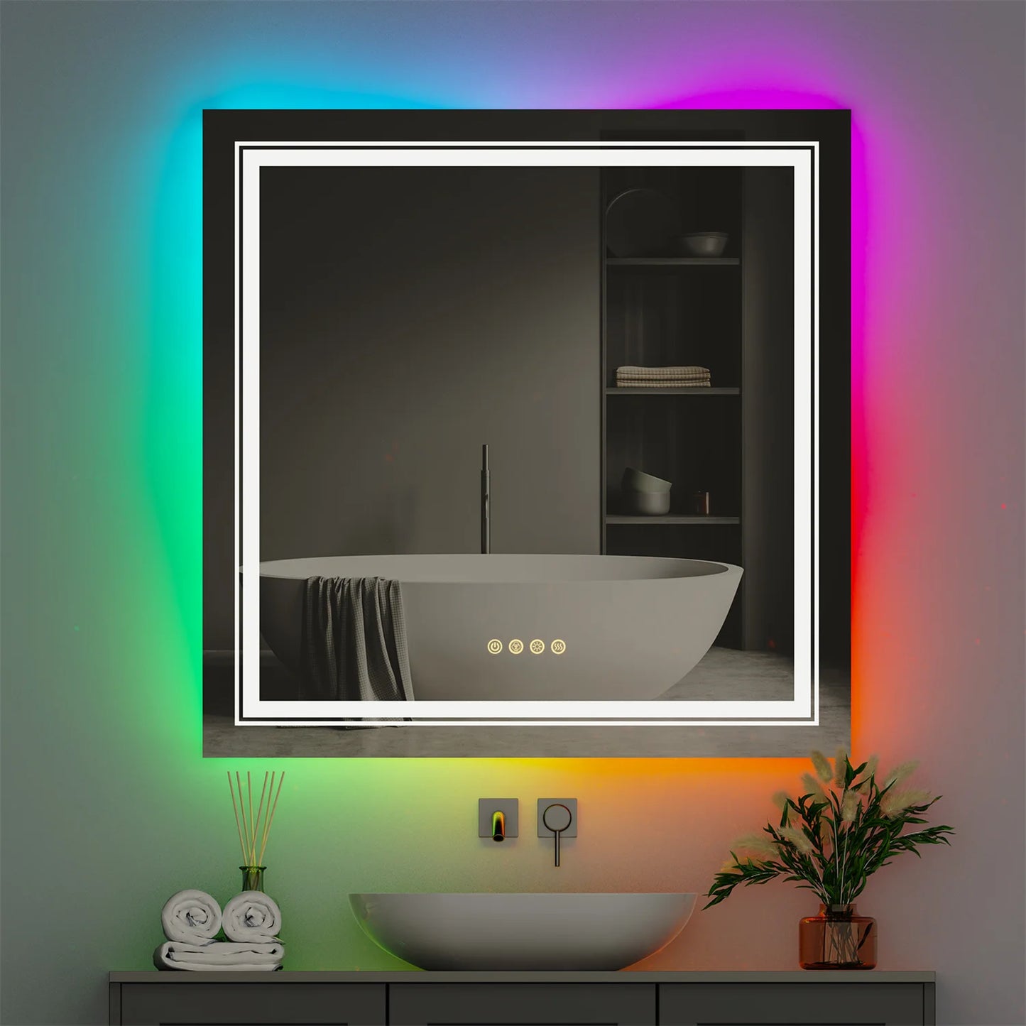 Wisfor LED Vanity Mirror RGB Backlit Anti Fog Dimmable