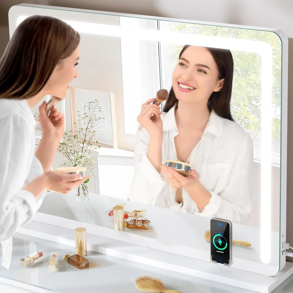 HUANHUI LED Vanity Mirror With Lights Bluetooth Speaker USB