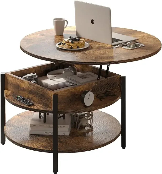 Angduo Round Lift Top Coffee Table With Ample Storage