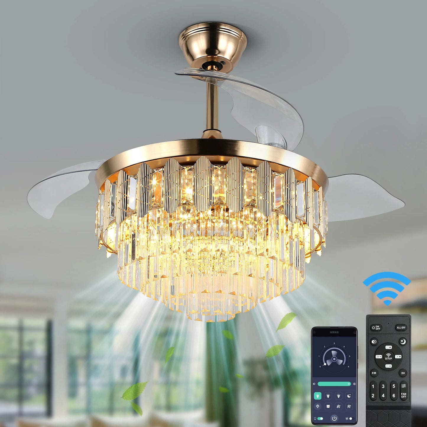 Vetrulus Modern Led Ceiling Fan With Remote And Light