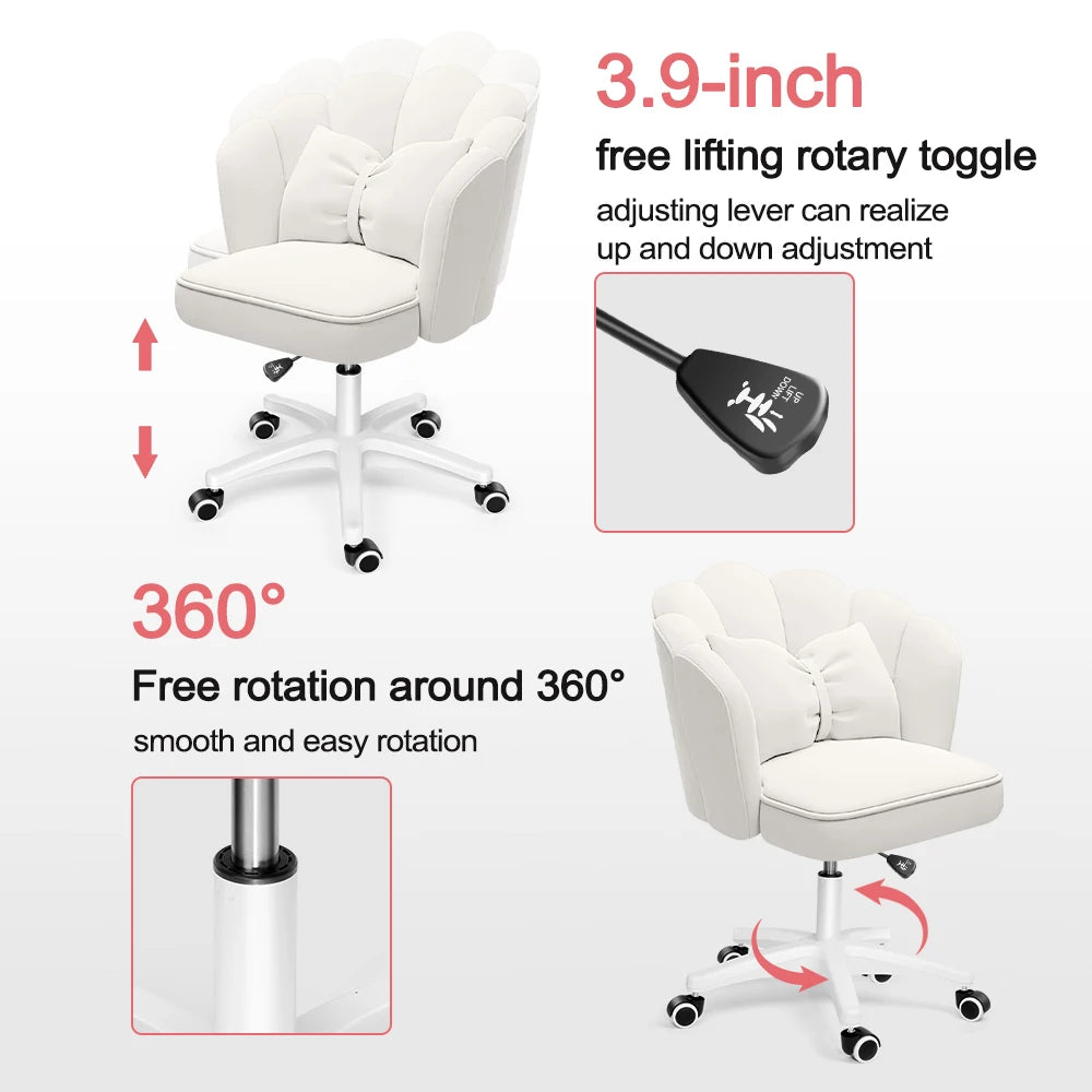 WXJHL Velvet Butterfly Desk Chair With Bow Cushion Office
