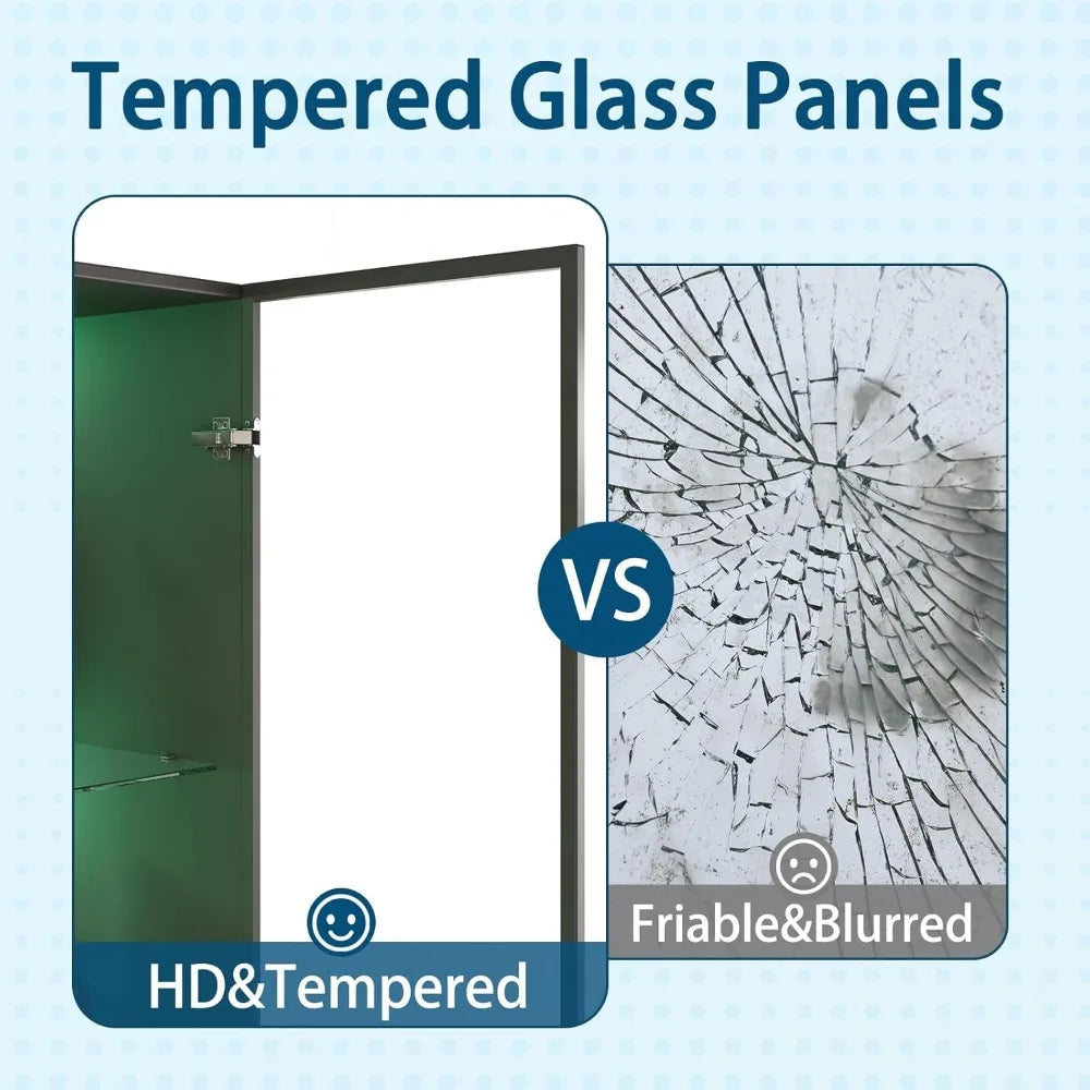 YANYING Glass Curio Cabinet With LED Lights And Shelves