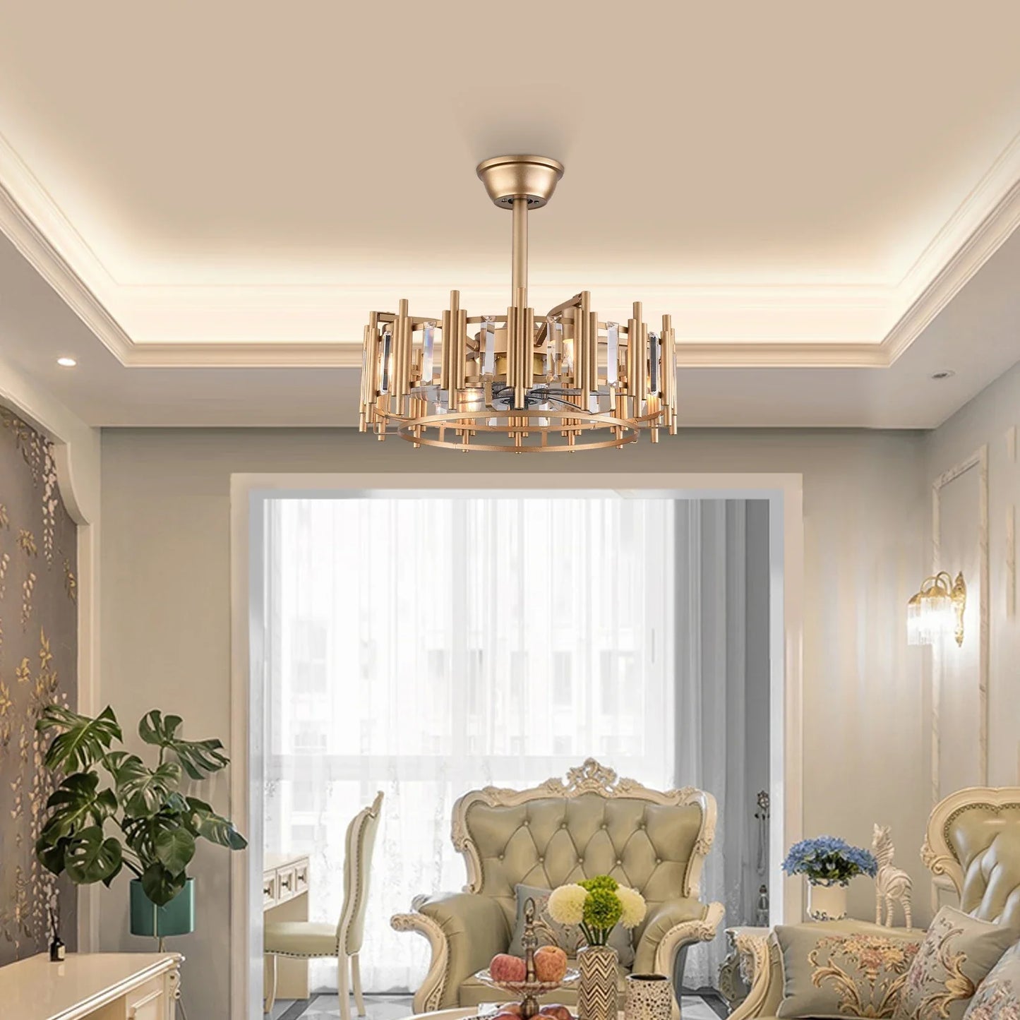 Modern LED Ceiling Fan With Remote Control Light Fixture