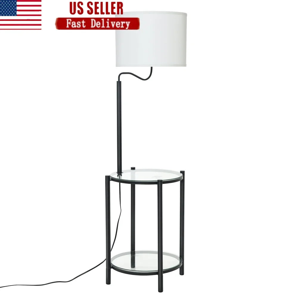 Neet Designs Emporium Modern Floor Lamp With Glass End Table