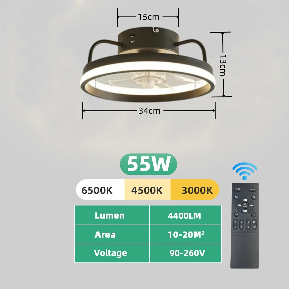 XCLuuHY 55W Ceiling Fan With Light Remote Control LED