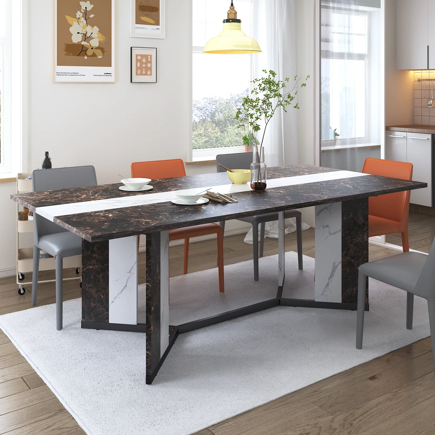 QiaoShiRen Rectangular Dining Table For Home Dining