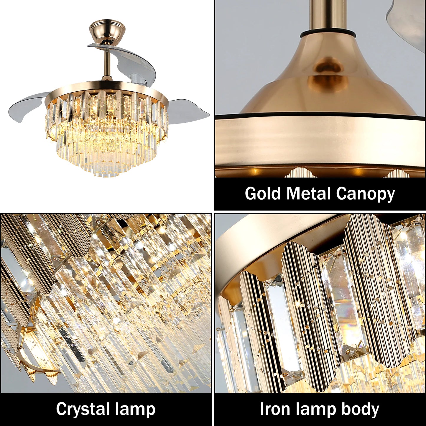 Vetrulus Modern Led Ceiling Fan With Remote And Light