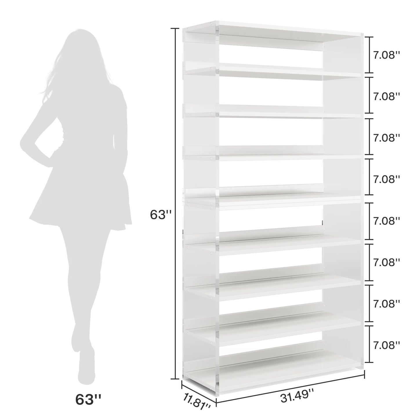 Tribesigns Acrylic Bookshelf With Wood Shelves Display