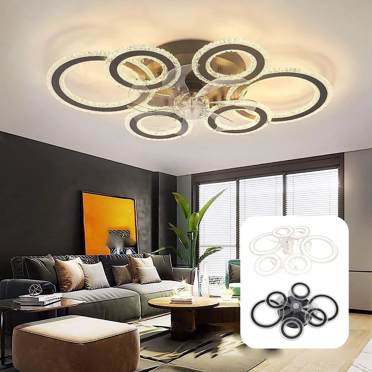 VGEBY Flush Mount Ceiling Fan Light Nordic Modern Lamp