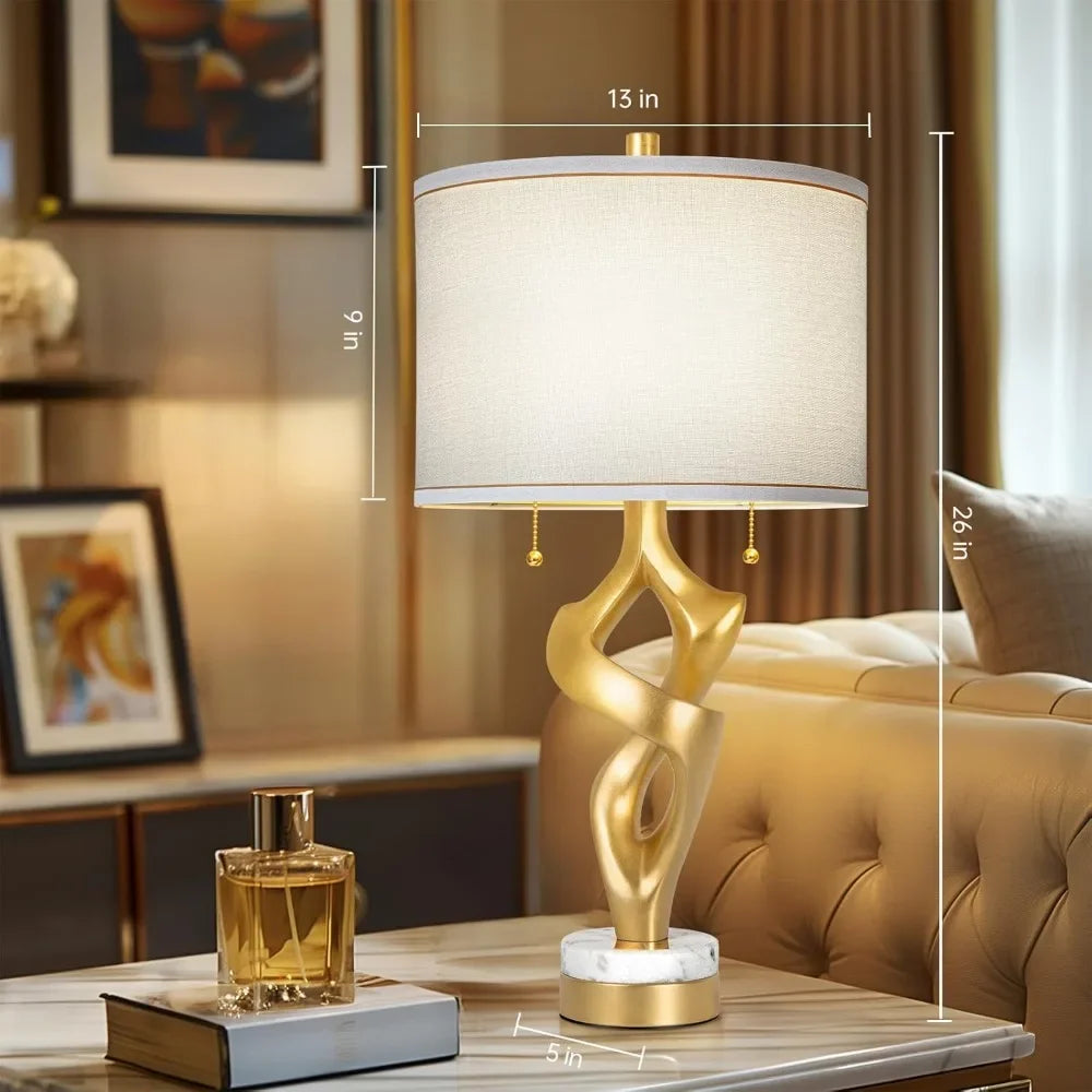 XMSJ Sculptural Table Lamp Marble Base And USB Ports