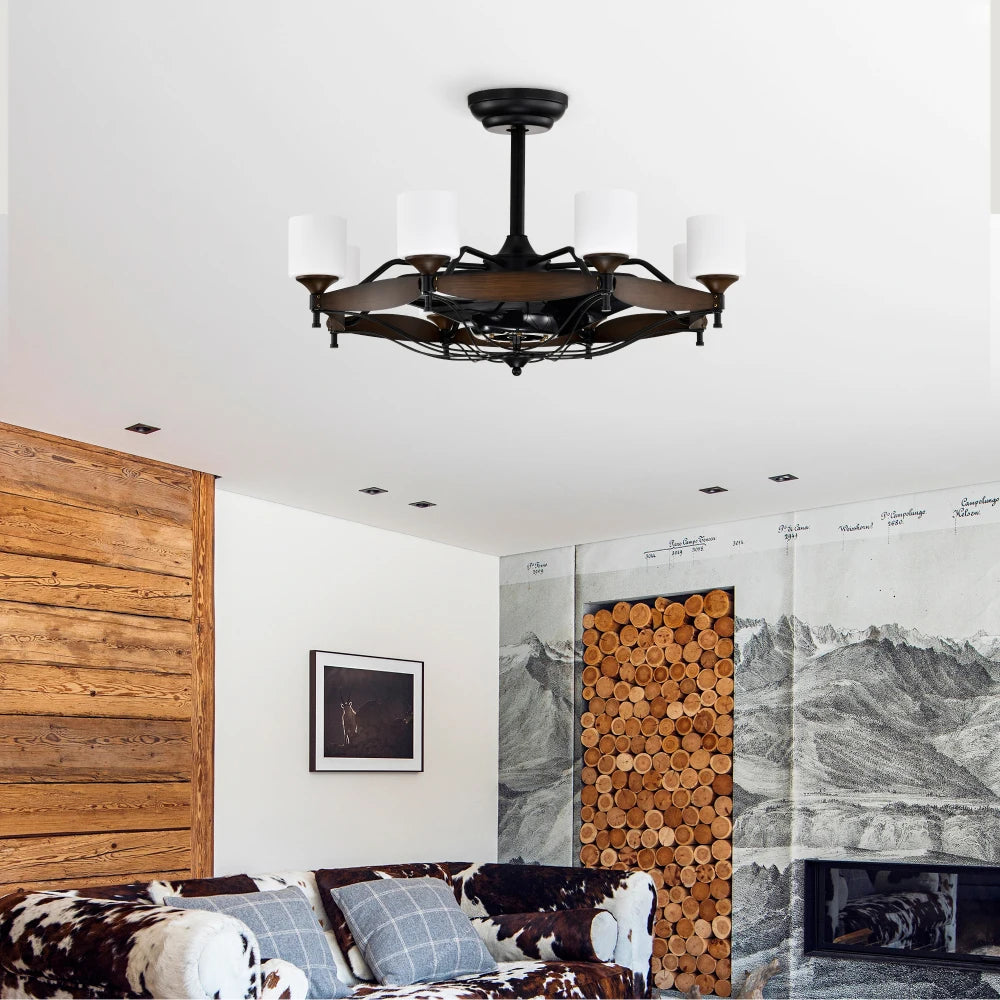 Filler Ceiling Fan Light Remote Control With Wood Grain