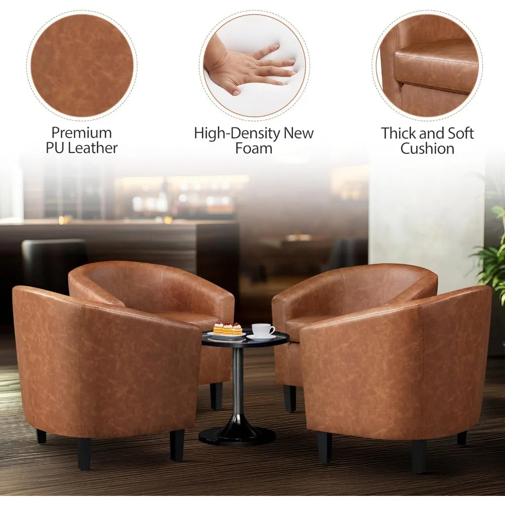 RBXC Faux Leather Barrel Accent Chairs Modern Club Style