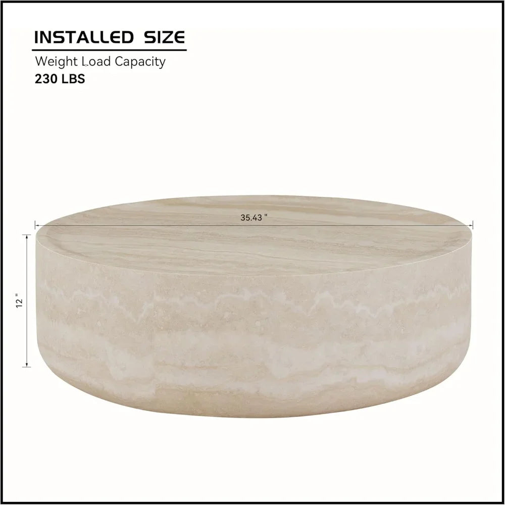 HUANZHUANG Faux Mars Pattern Round Coffee Table Living Room