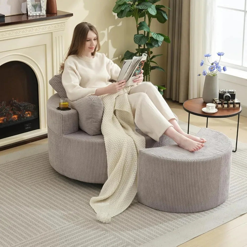 General Swivel Barrel Recliner Chair With Ottoman