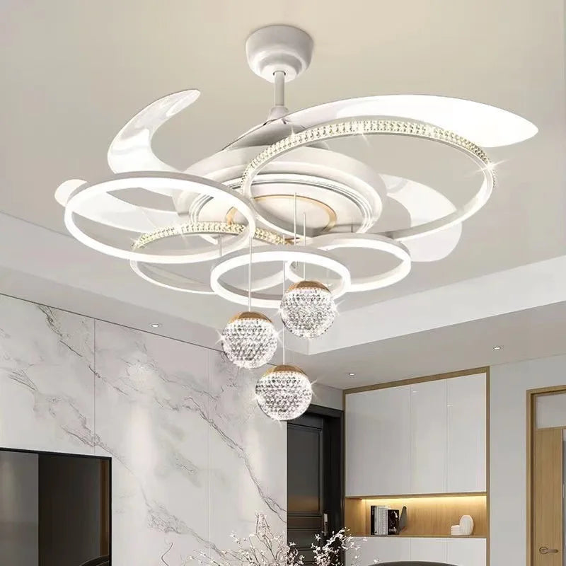 Modern Ceiling Fan Light With Adjustable LED Living Room