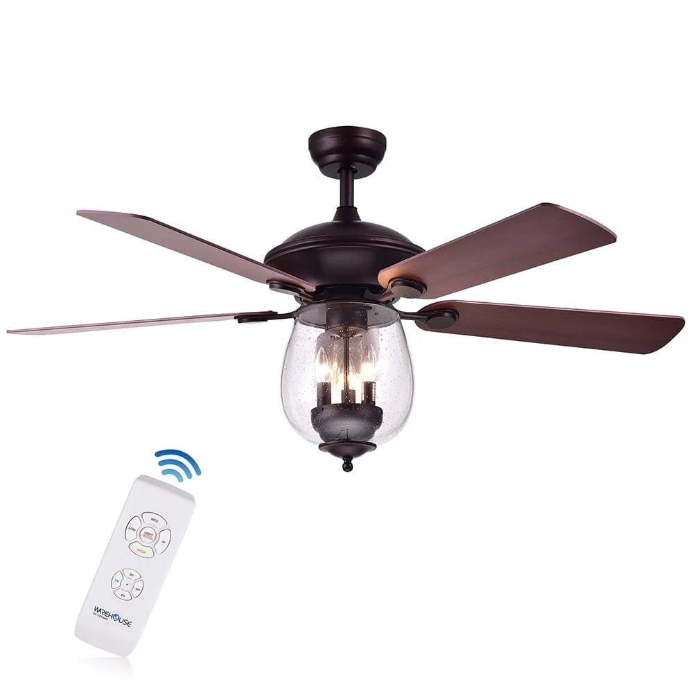 XMSJ Ceiling Fan With Glass Bowl Light 3 Speed Reversible