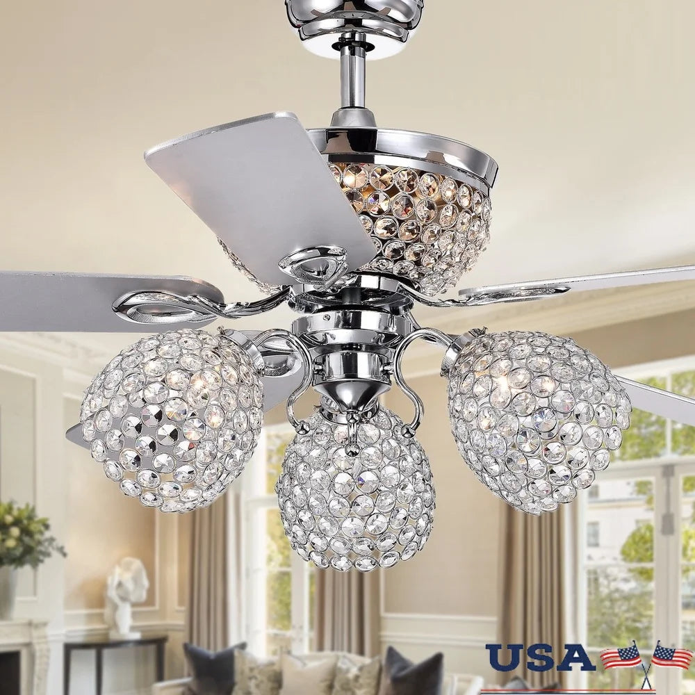 XMSJ Crystal Lighted Ceiling Fan With Remote Control