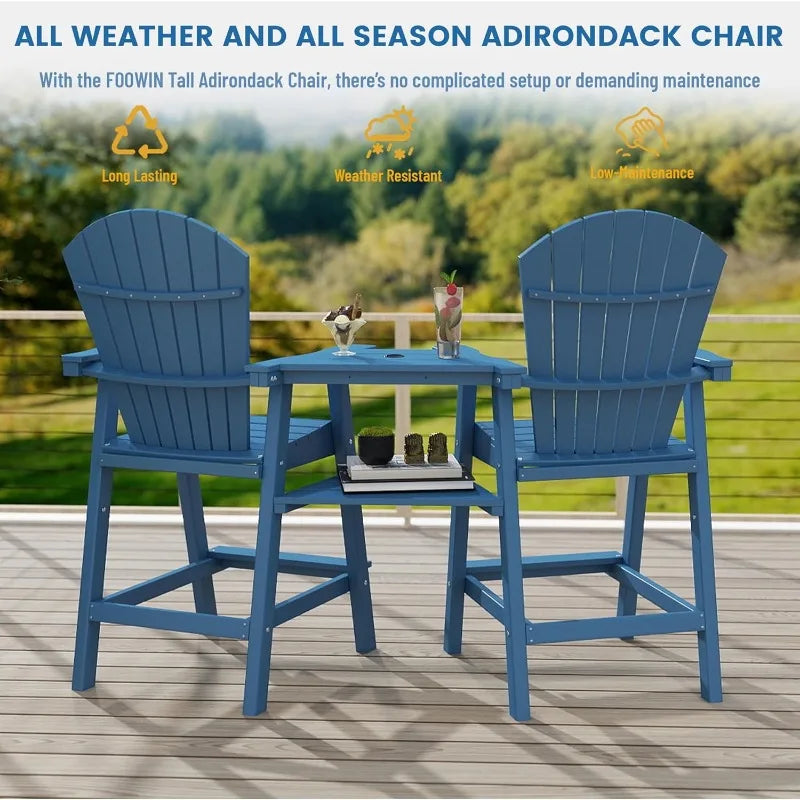High-concerned Tall Adirondack Chair Set of 2 All Weather HDPE
