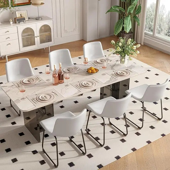 GUANGBAI Modern PU Leather Armless Dining Chairs Set of 6