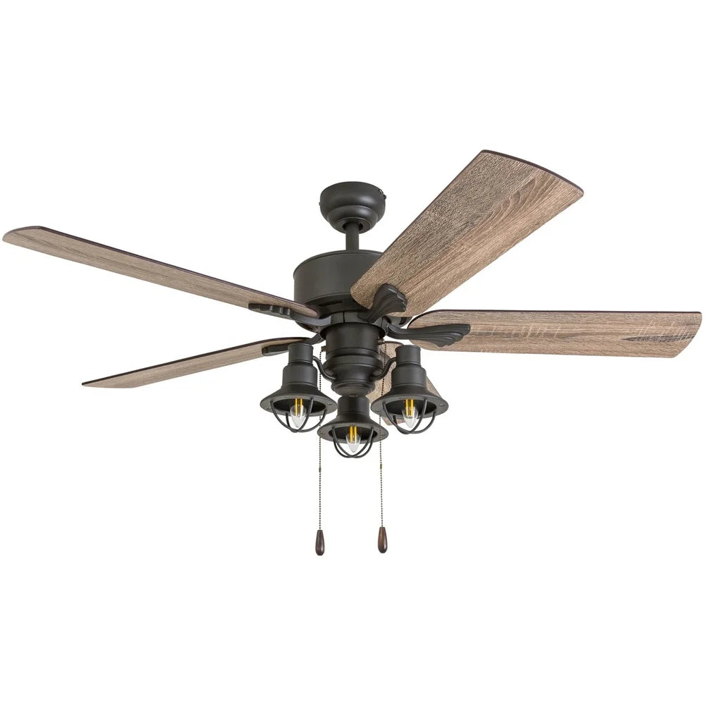 XMSJ Indoor Ceiling Fan with LED Lantern and Remote Control