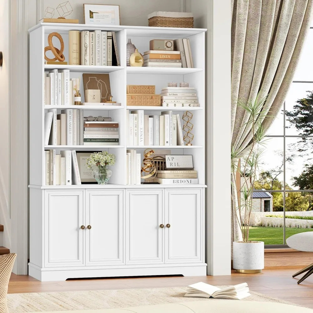 MKDK Tall Six Tier Bookshelf With Doors And Storage