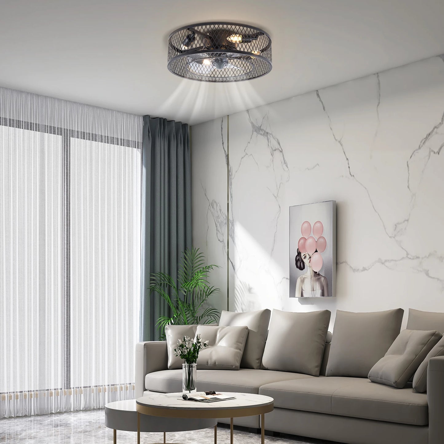 Neet Designs Emporium Caged Ceiling Fan Light Kit Remote