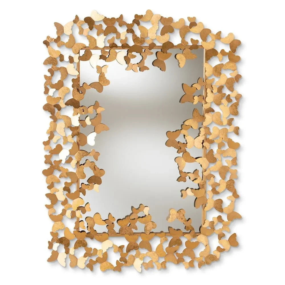 Dutrieux Antique Butterfly Accent Wall Mirror Metal Rectangular Decorative