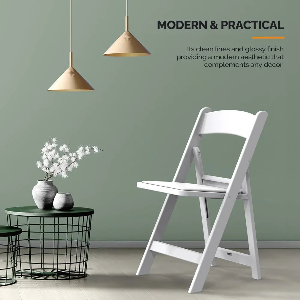 Resin Folding Chair With Cushioned Seat For Indoor Outdoor