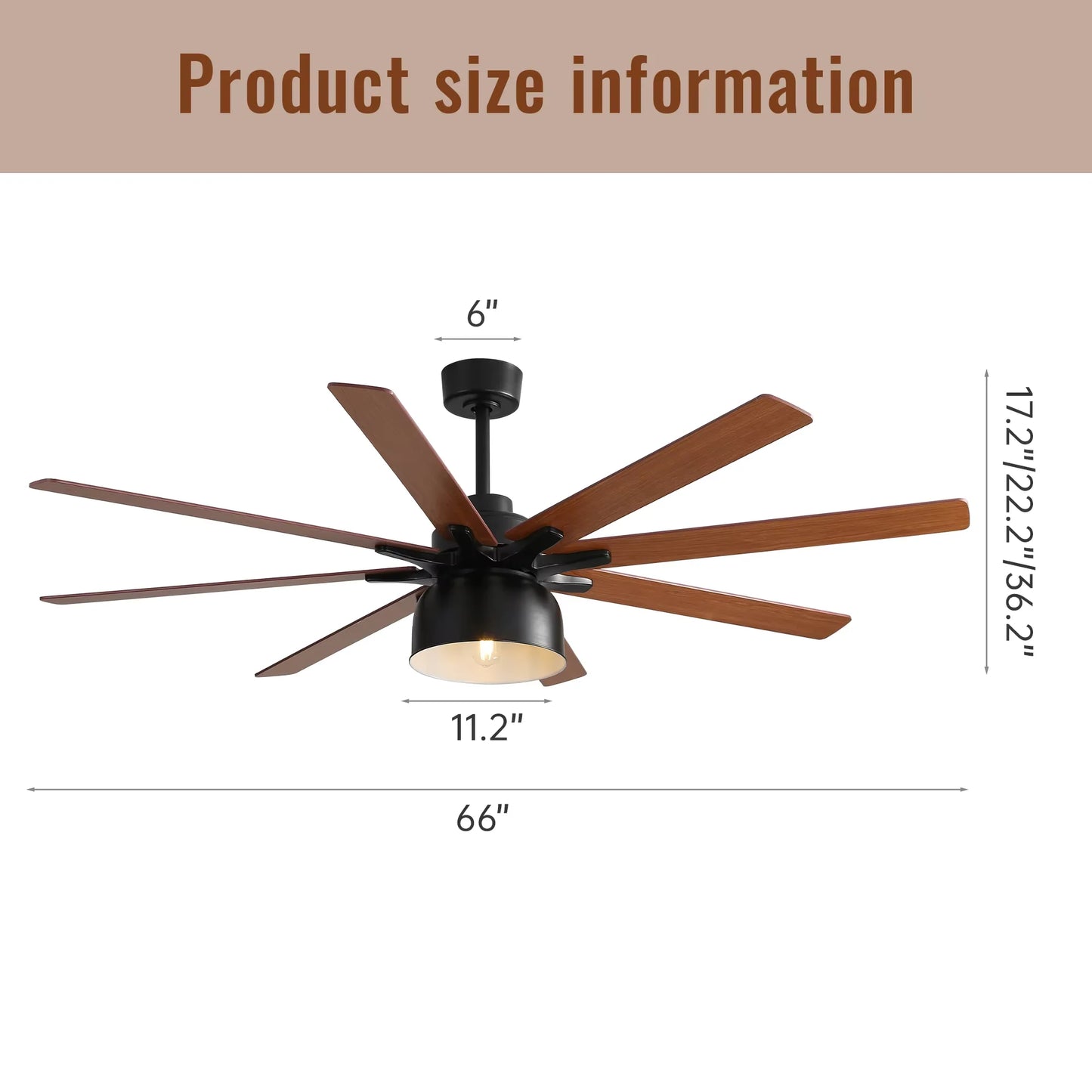 Sofucor Ceiling Fan With Remote 6 Speed DC Motor High Wind