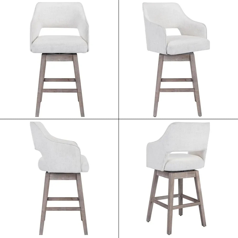 Guangbai Linen Upholstered Swivel Bar Stools Set of 2