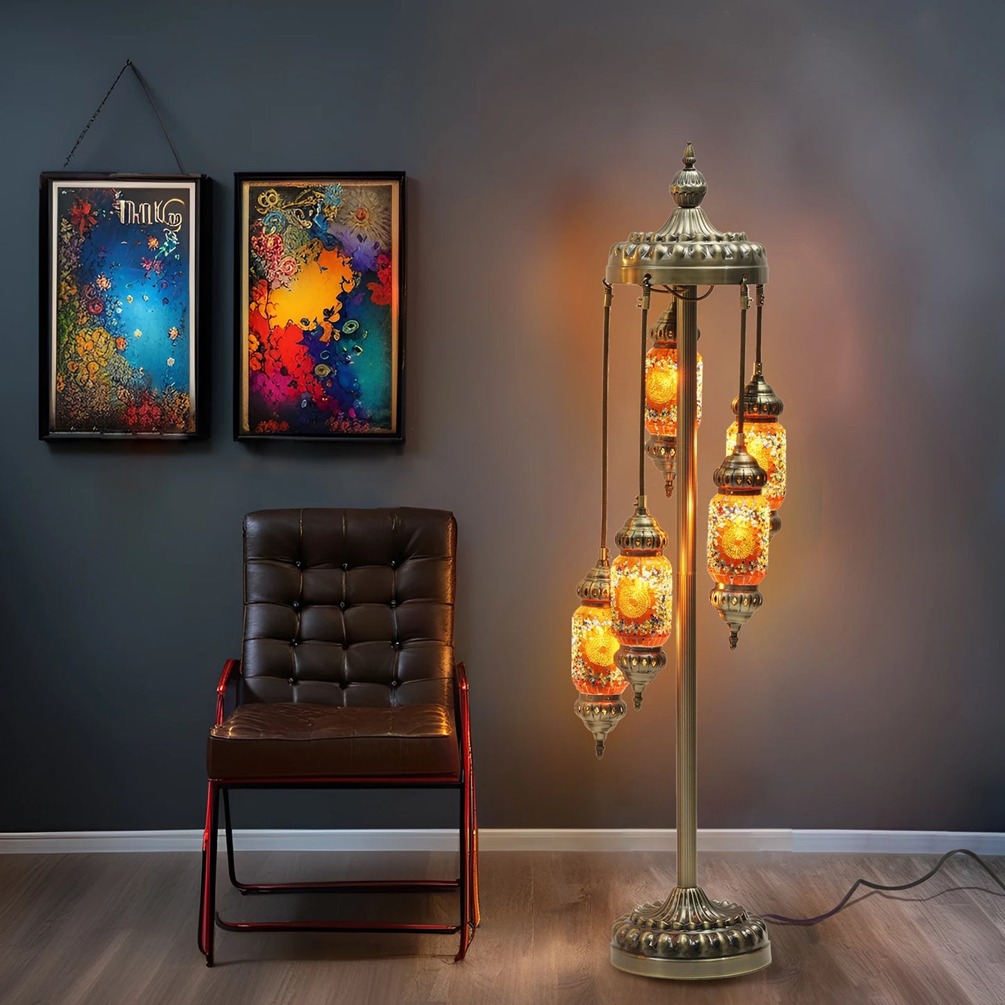 Turkish Mosaic Floor Lamp Handmade Stained Glass Bohemian