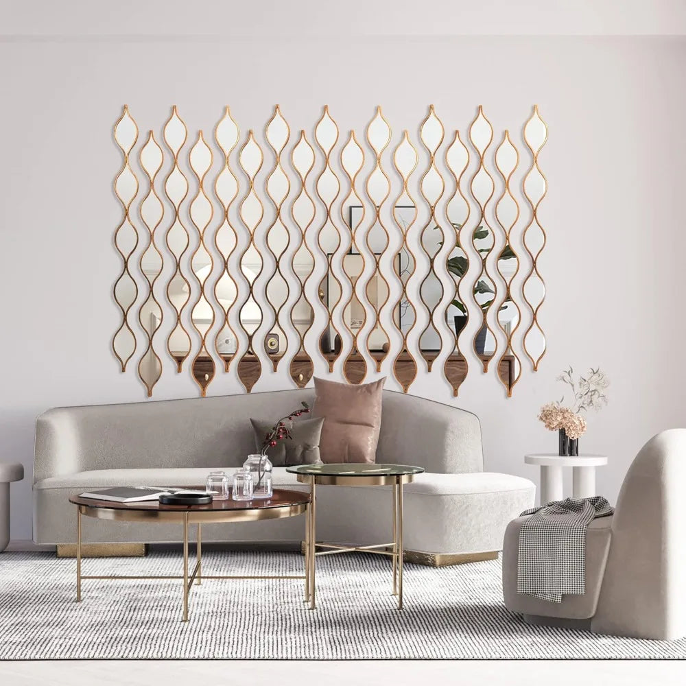 Set Of 5 Teardrop Wall Mirrors Decorative Slim Hanging Mirrors