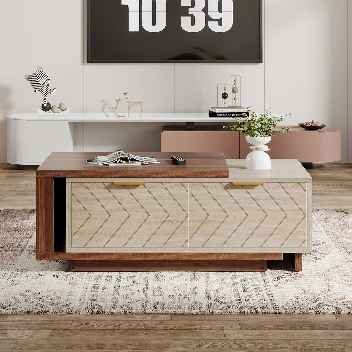 Tribesigns Extendable Coffee Table With 2 Storage Drawers