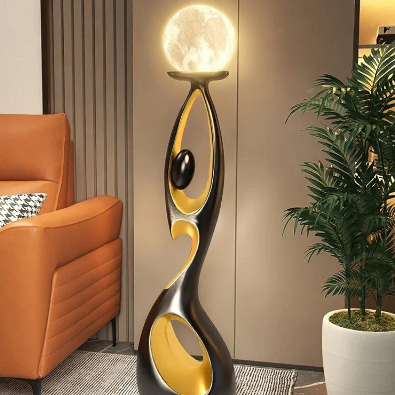 ENERLORD LED Floor Lamp Resin Sculpture Glow Living Room