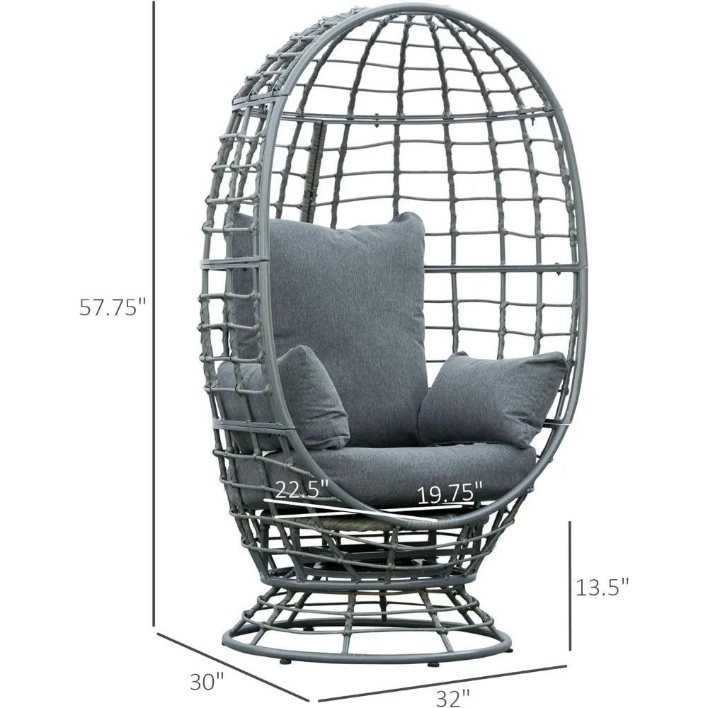 DAFIFY Rotating Wicker Egg Chair Indoor Outdoor Boho Basket Seat