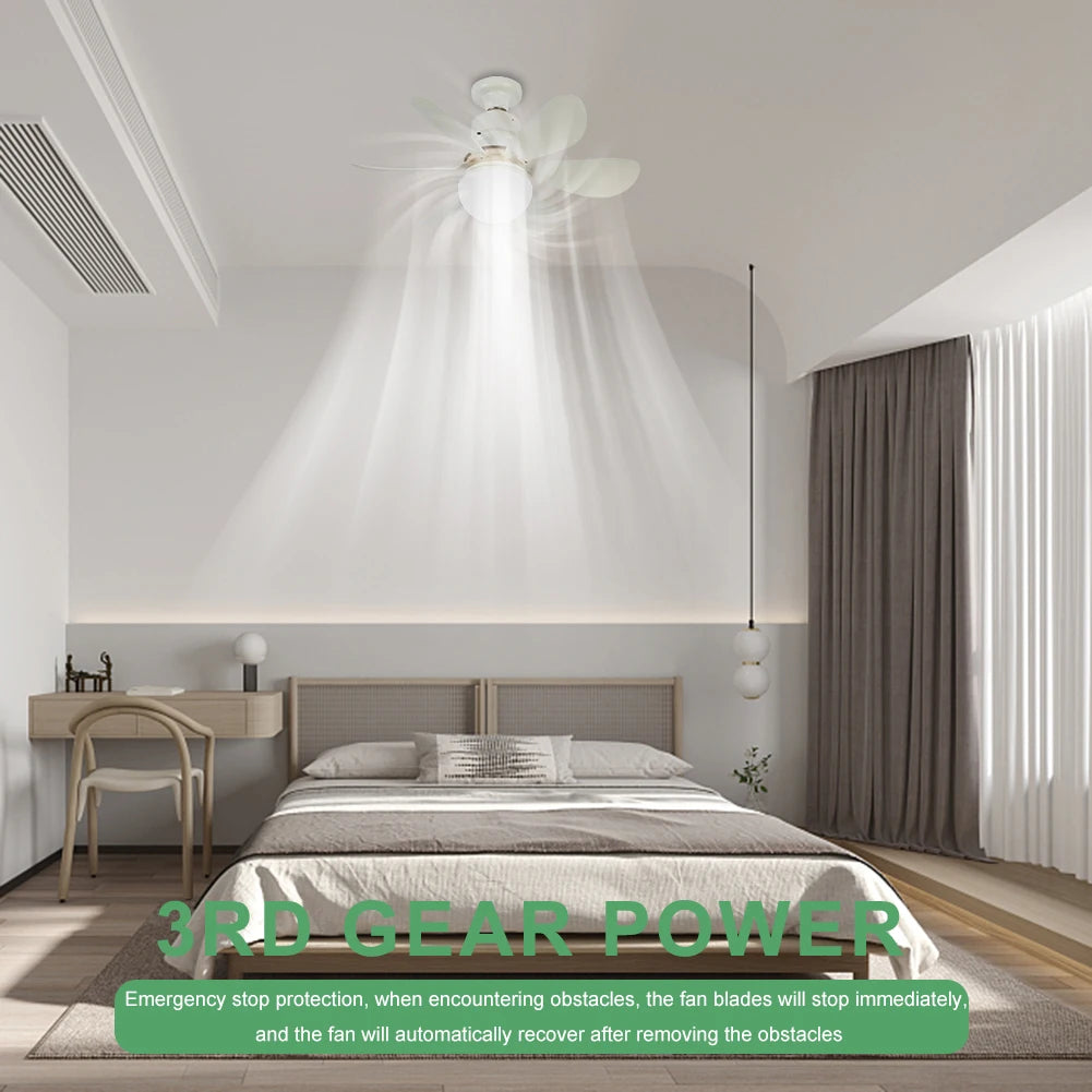 JOCESTYLE Ceiling Fan LED Lamp E27 Base Remote Control