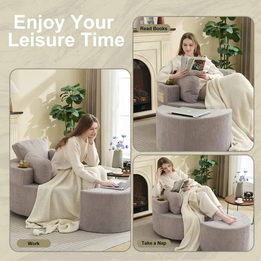 General Swivel Barrel Recliner Chair With Ottoman