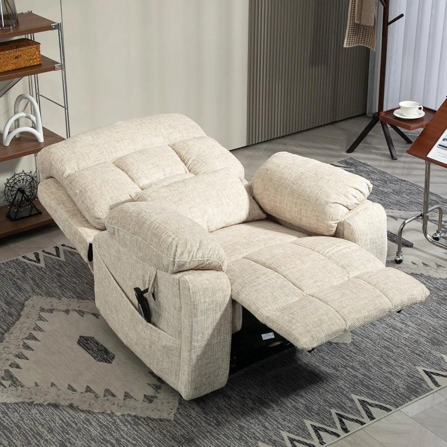 Oversized Power Lift Recliner With Heat Massage Cupholders