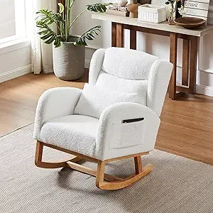 DAFIFY Teddy Rocking Glider Chair Upholstered Wingback