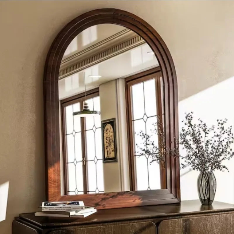Hign-concerned Arched Mirror With Acacia Wood Frame