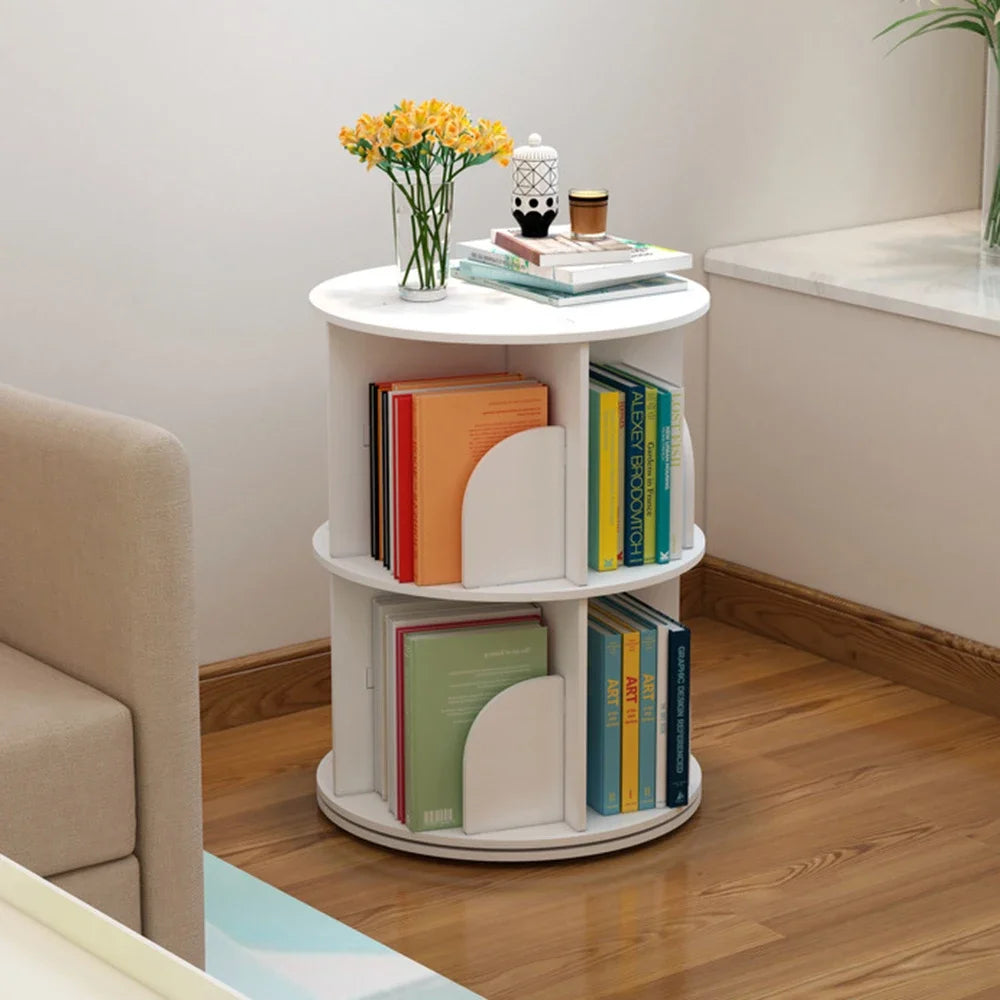Hign-concerned 360 Rotating Bookcase Multi-Tier Space Saver