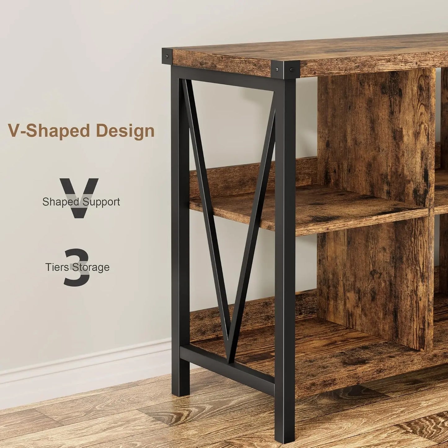HiMISS Farmhouse Cube Storage Organizer Wood Bookshelf