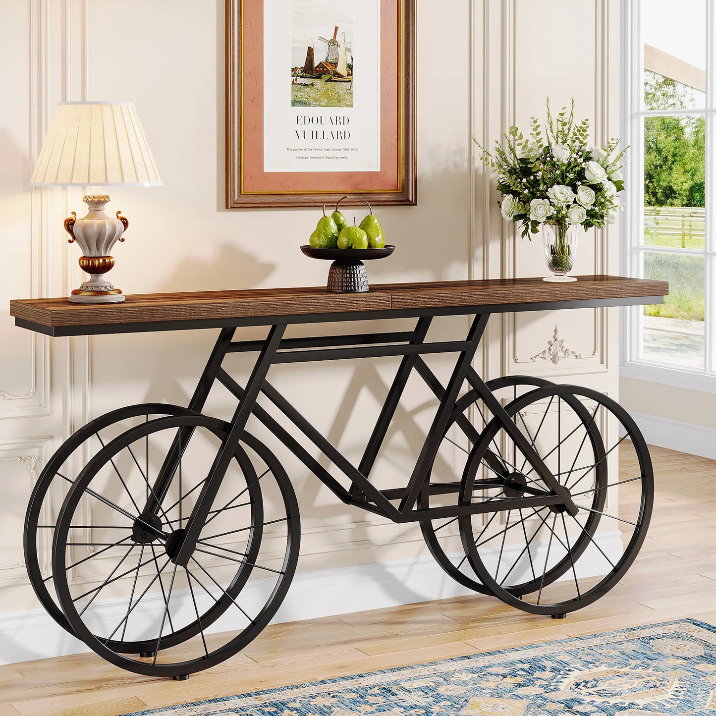 Tribesigns Industrial Console Table With Bicycle Metal Base
