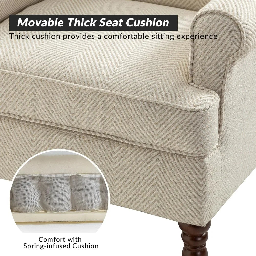 DAFIFY Wingback Accent Chair With Retro Wooden Legs Armchair