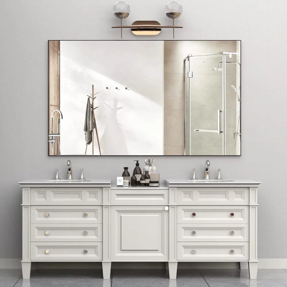 Modern Rectangle Wall Mirror Bathroom Mountable Aluminum Frame